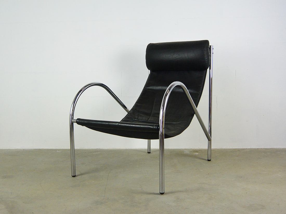 Vintage Black Leather Armchair