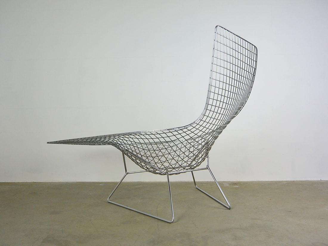 Asymmetric Chaise Bertoia Knoll draad lounge stoel