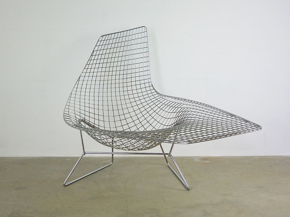 Asymmetric Chaise Bertoia Knoll draad lounge stoel