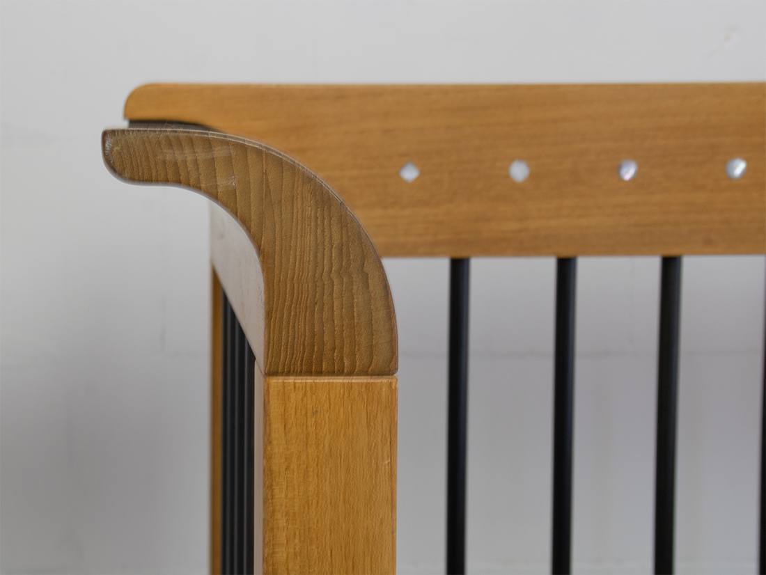 Houten bank wijnrode leren zitting 10